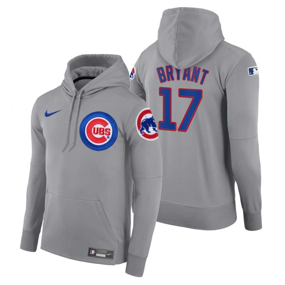 Men Chicago Cubs 17 Bryant gray road hoodie 2021 MLB Nike Jerseys